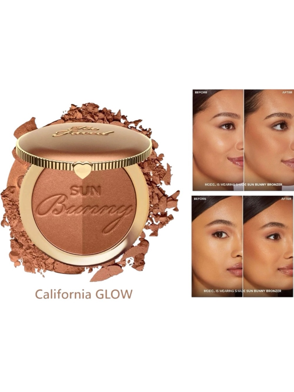 Too Faced Sun Bunny Radiant Duo Tone Bronzer - California Glow  - NIB